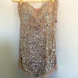NWT Basix II Mini Sequin Cocktail Dress 100% Silk